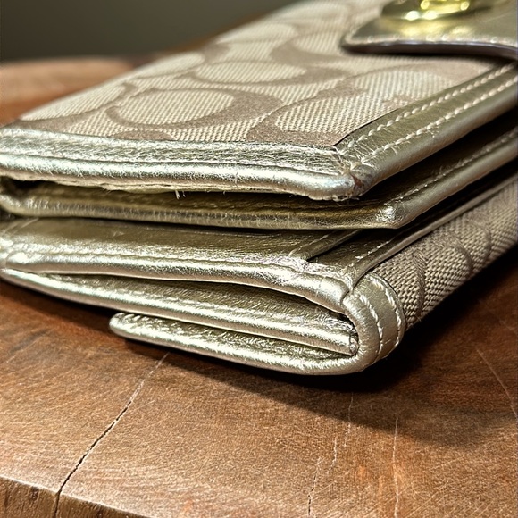 COACH Signature Metallic Turnlock Checkbook wallet - Picture 12 of 16